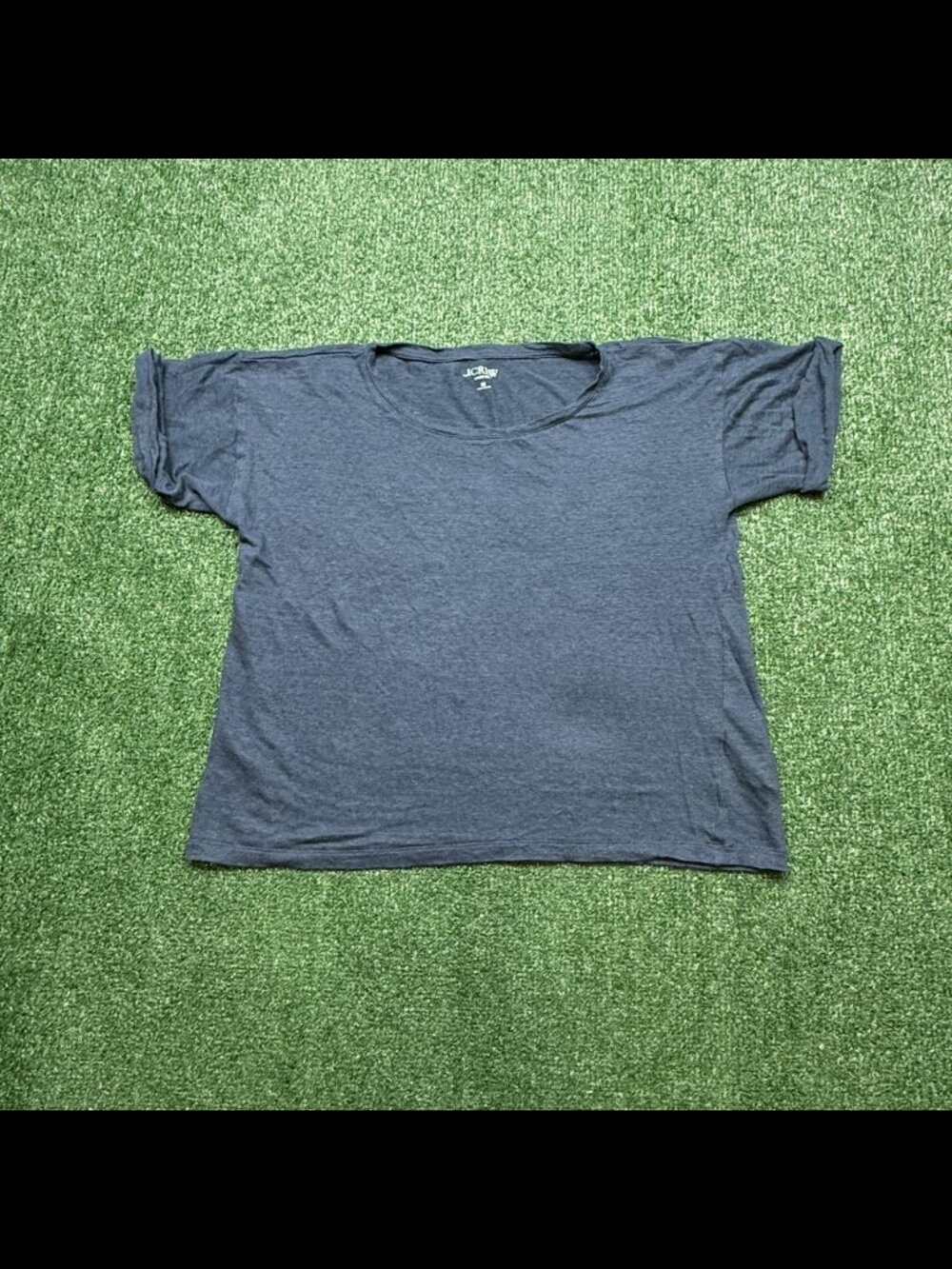 J. Crew T Shirt Womens Size M Blue Short Sleeve Crop Linen Tee